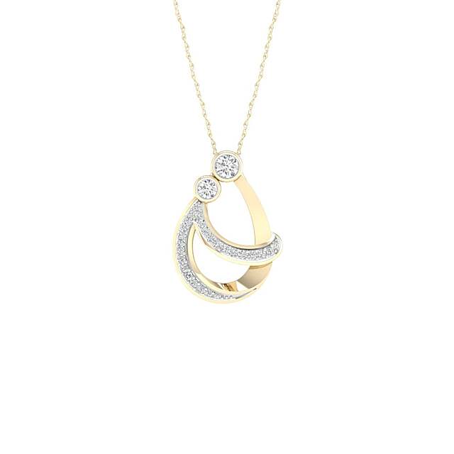 Gold Diamond Mom and Child Pendant Necklace